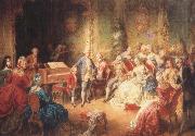 the young mozart being presented by joseph ii to his wife, the empress maria theresa